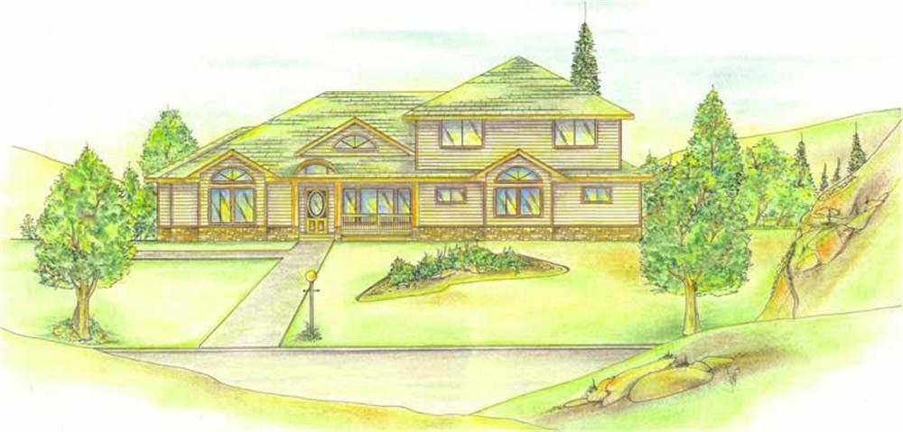 Front Elevation of this Contemporary House (#132-1429) at The Plan Collection.