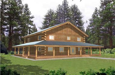 3-Bedroom, 2783 Sq Ft Log Cabin Home Plan - 132-1465 - Main Exterior