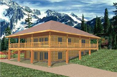 3-Bedroom, 2464 Sq Ft Log Cabin Home Plan - 132-1475 - Main Exterior