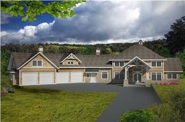 5-Bedroom, 4781 Sq Ft Traditional House Plan - 132-1536 - Front Exterior