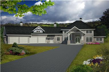 5-Bedroom, 4201 Sq Ft Traditional House Plan - 132-1537 - Front Exterior