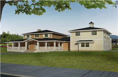 4-Bedroom, 3579 Sq Ft Transitional House Plan - 132-1547 - Front Exterior