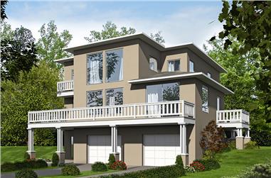3-Bedroom, 2697 Sq Ft Contemporary House Plan - 132-1571 - Front Exterior