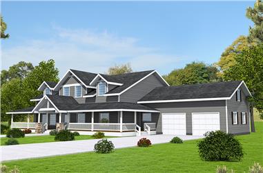 3-Bedroom, 3727 Sq Ft Country House Plan - 132-1658 - Front Exterior