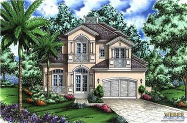 2-Bedroom, 4541 Sq Ft Florida Style Home Plan - 133-1009 - Main Exterior