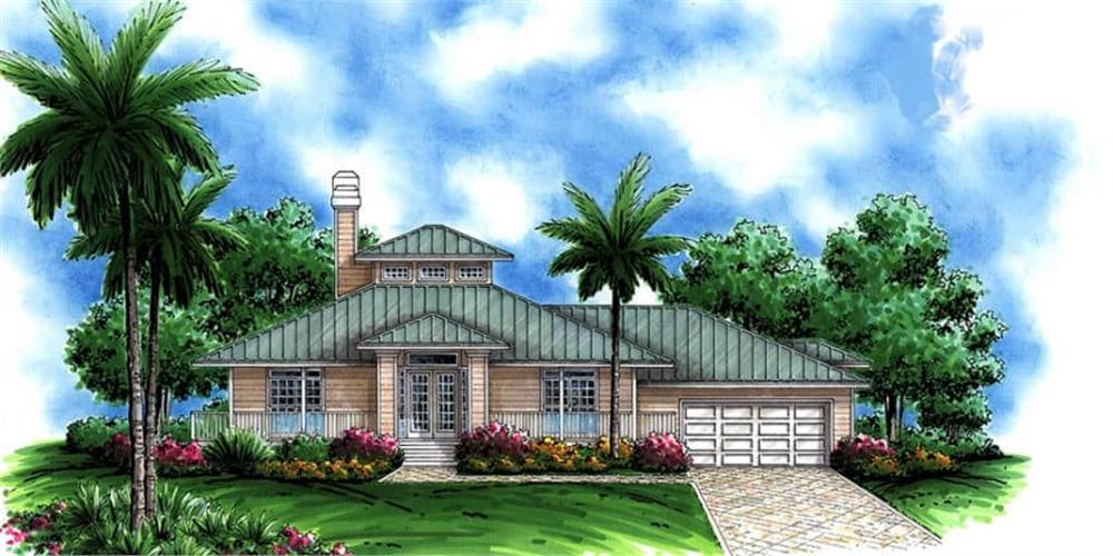 Front elevation of Coastal home (ThePlanCollection: House Plan #133-1031)