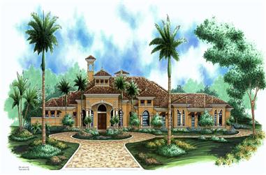 3-Bedroom, 3773 Sq Ft Florida Style House Plan - 133-1032 - Front Exterior
