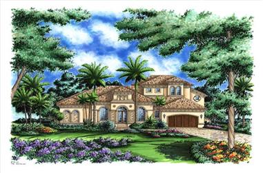 4-Bedroom, 4014 Sq Ft Florida Style Home Plan - 133-1033 - Main Exterior