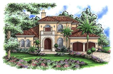 4-Bedroom, 4274 Sq Ft Florida Style Home Plan - 133-1034 - Main Exterior