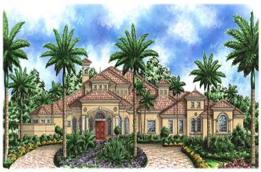 4-Bedroom, 5000 Sq Ft Florida Style Home Plan - 133-1035 - Main Exterior