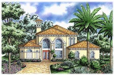 3-Bedroom, 3250 Sq Ft Florida Style House Plan - 133-1043 - Front Exterior