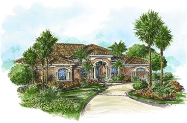 4-Bedroom, 3357 Sq Ft Florida Style House Plan - 133-1047 - Front Exterior