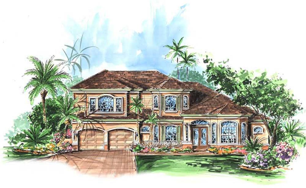 Front elevation of Coastal home (ThePlanCollection: House Plan #133-1053)