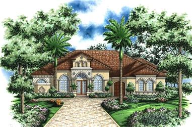 3-Bedroom, 3122 Sq Ft Spanish House Plan - 133-1060 - Front Exterior