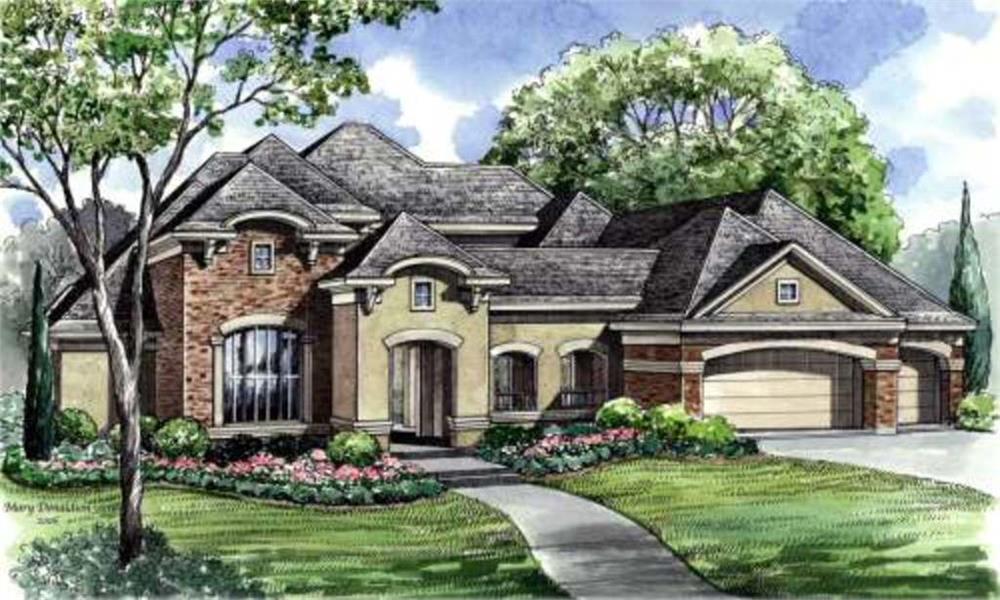 Front elevation of Luxury home (ThePlanCollection: House Plan #134-1000)