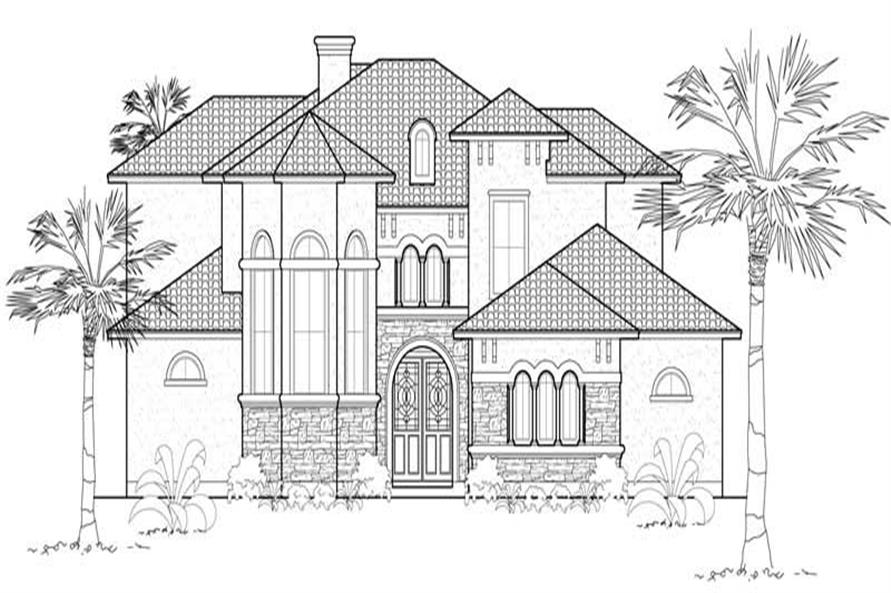 Home Plan Front Elevation of this 4-Bedroom,3732 Sq Ft Plan -134-1011