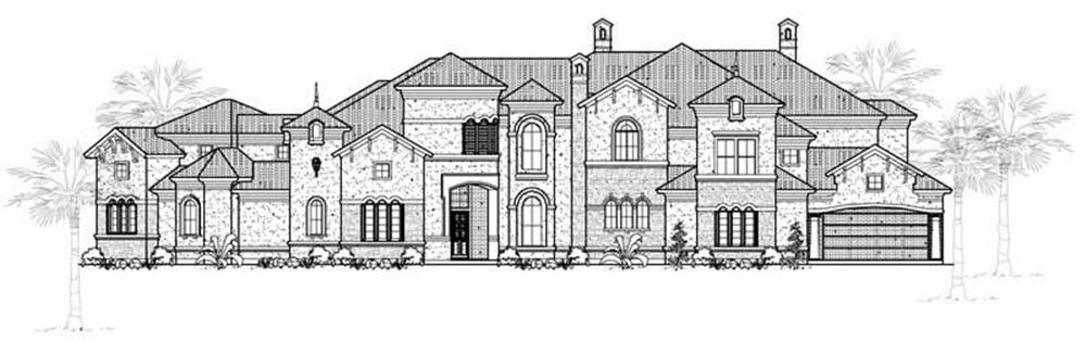 Front elevation of Luxury home (ThePlanCollection: House Plan #134-1039)