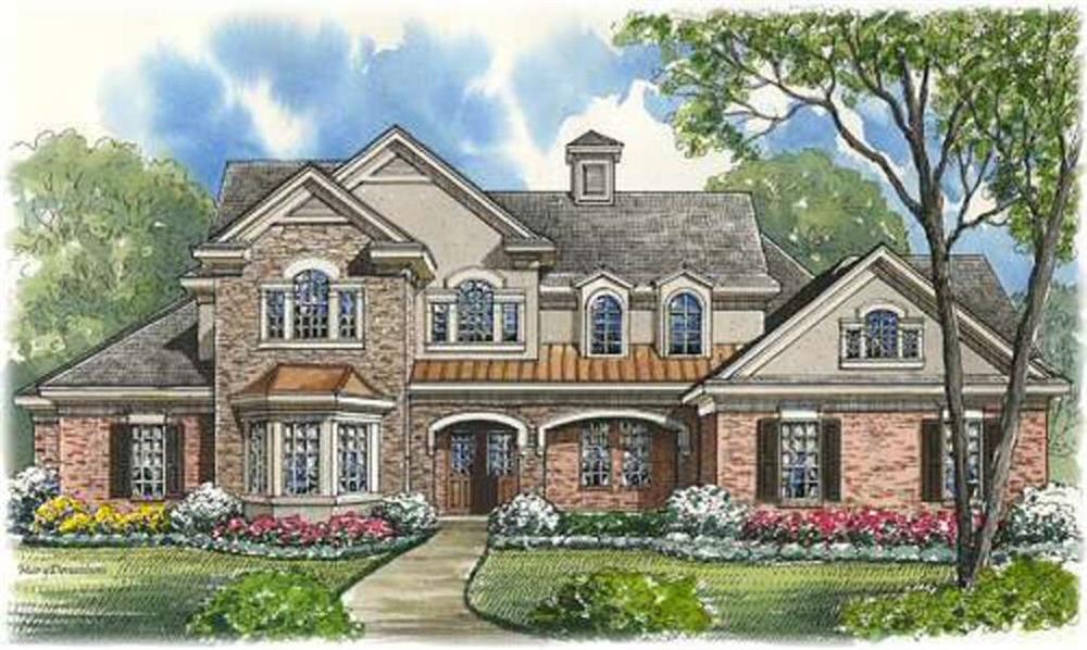 Front elevation of Luxury home (ThePlanCollection: House Plan #134-1114)