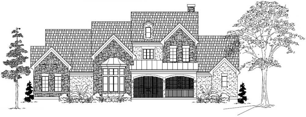 Main elevation for European house plans' GMLD-550-C