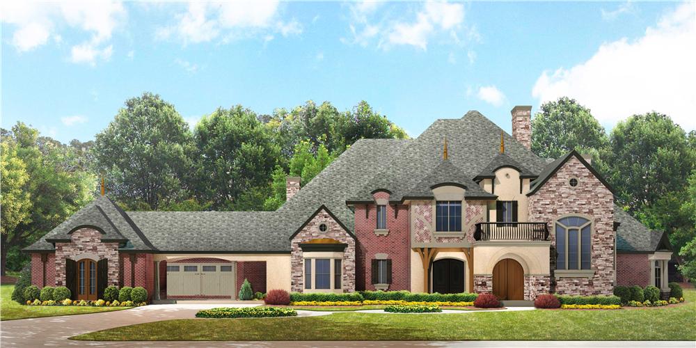 Luxury house plans photo-realistic front exterior.