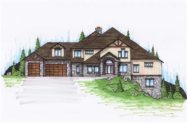 7-Bedroom, 4537 Sq Ft Luxury House Plan - 135-1004 - Front Exterior