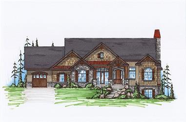 2-4-Bedroom, 2037 Sq Ft Rustic House Plan - 135-1104 - Front Exterior