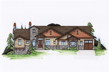 3-Bedroom, 2605 Sq Ft Rustic House Plan - 135-1114 - Front Exterior