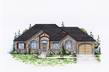 3-Bedroom, 1695 Sq Ft Rustic House Plan - 135-1121 - Front Exterior