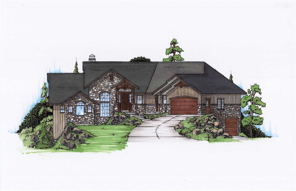 Front elevation of Rustic home (ThePlanCollection: House Plan #135-1122)