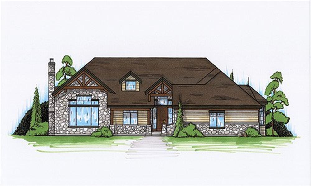 Front elevation of Rustic home (ThePlanCollection: House Plan #135-1123)