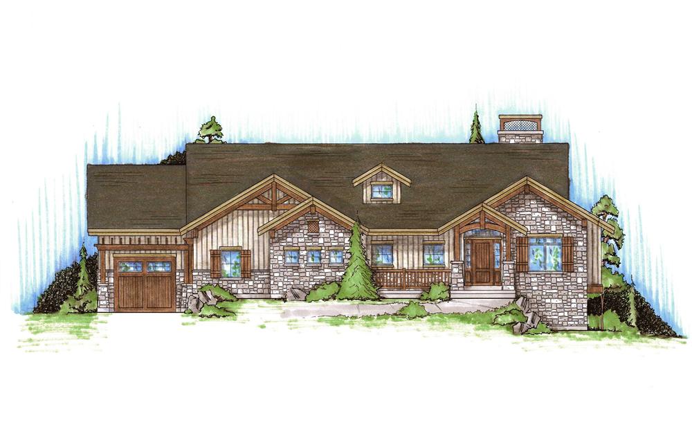Front elevation of Rustic home (ThePlanCollection: House Plan #135-1169)