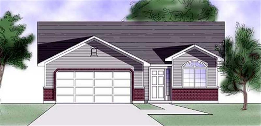 Front elevation of Ranch home (ThePlanCollection: House Plan #135-1186)
