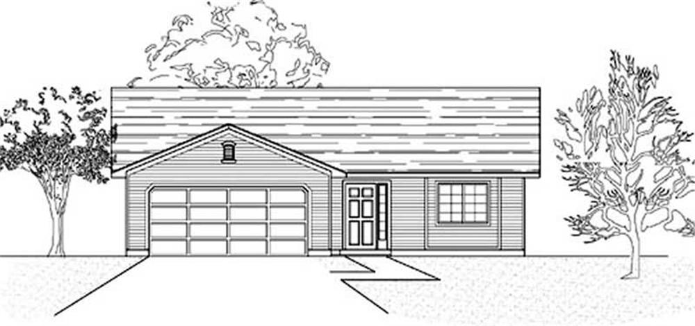 Front elevation of Ranch home (ThePlanCollection: House Plan #135-1189)