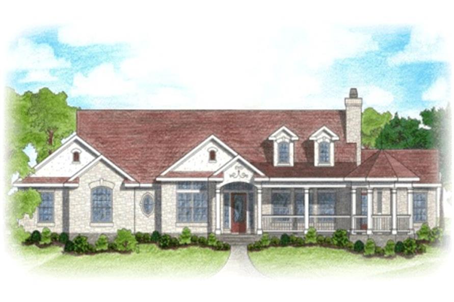 Home Plan Front Elevation of this 4-Bedroom,2184 Sq Ft Plan -136-1000