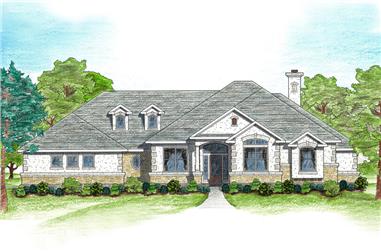 5-Bedroom, 3082 Sq Ft Texas Style House Plan - 136-1002 - Front Exterior