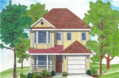 4-Bedroom, 1472 Sq Ft Country Home Plan - 136-1016 - Main Exterior