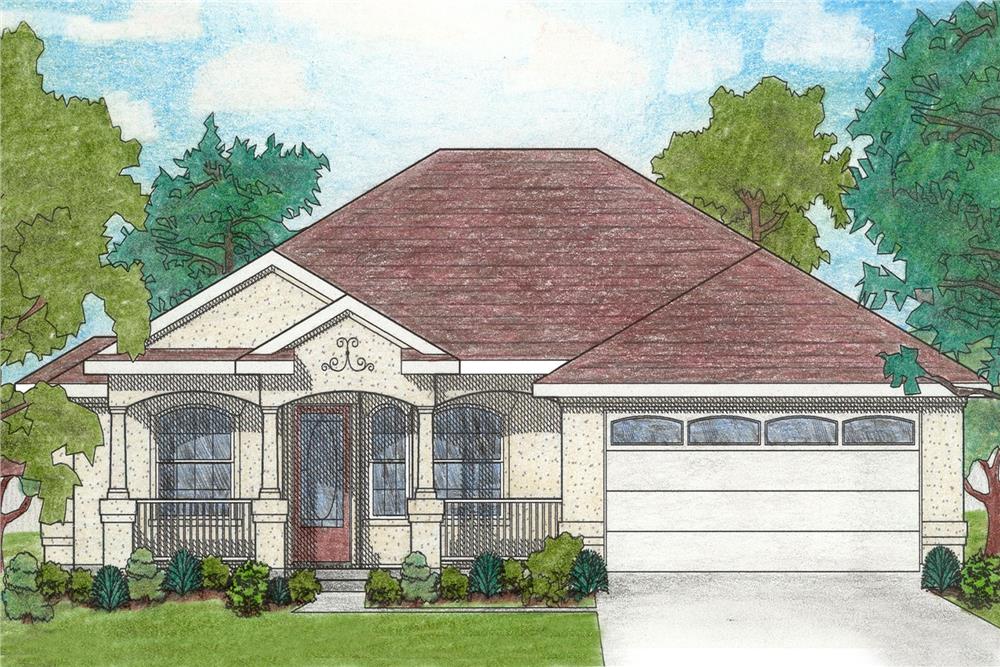 Front elevation of Small House Plans home (ThePlanCollection: House Plan #136-1017)