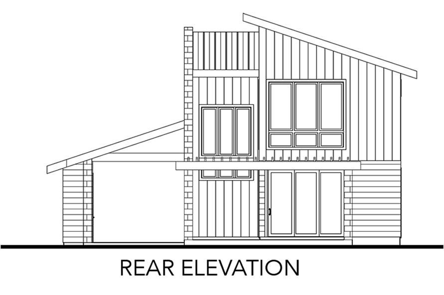 Home Plan Rear Elevation of this 2-Bedroom,1227 Sq Ft Plan -136-1032