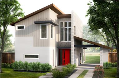 2-Bedroom, 1227 Sq Ft Contemporary House Plan - 136-1032 - Front Exterior