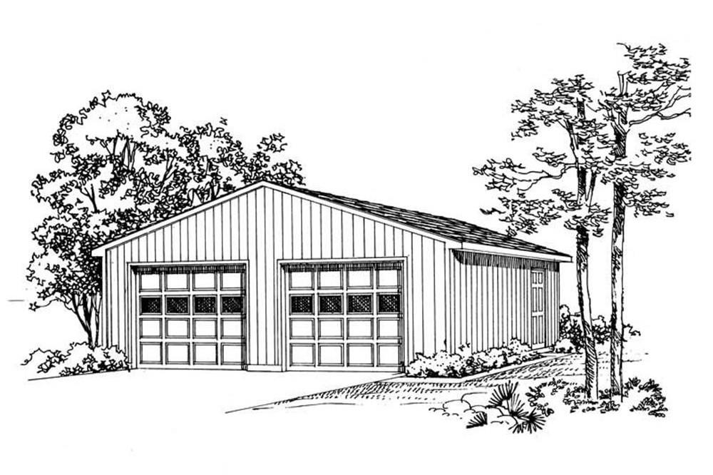Rendering of Garage plan (ThePlanCollection: House Plan #137-1026)
