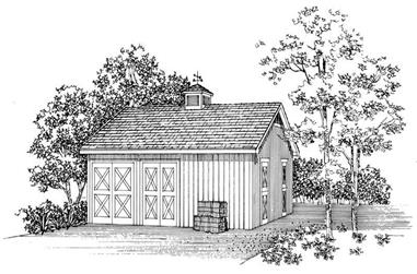 1-Bedroom, 832 Sq Ft Garage House Plan - 137-1056 - Front Exterior