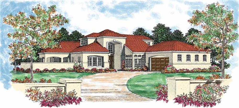 Front elevation of Mediterranean home (ThePlanCollection: House Plan #137-1063)