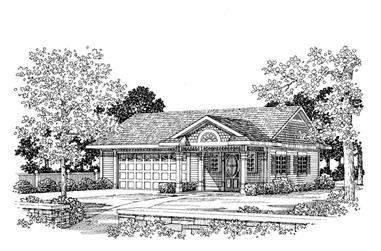  861 Living Sq Ft Garage Plan with Home Office - 137-1066 - Front Exterior