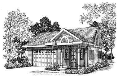 Office with 861 Sq Ft Plus 2-Car Garage Plan - 137-1074 - Front Exterior
