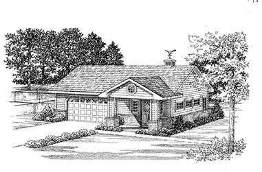 1-Bedroom, 861 Sq Ft Garage Home Plan - 137-1078 - Main Exterior
