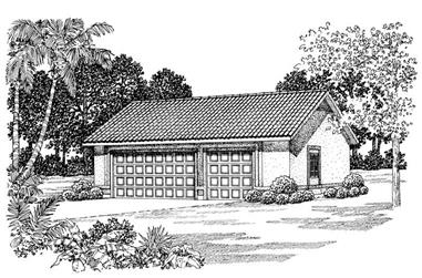 1-Bedroom, 876 Sq Ft Garage House Plan - 137-1102 - Front Exterior