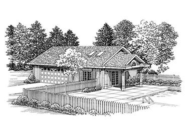 1-Bedroom, 1008 Sq Ft Garage House Plan - 137-1103 - Front Exterior