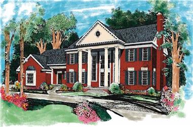 4-Bedroom, 4220 Sq Ft Colonial Home Plan - 137-1286 - Main Exterior