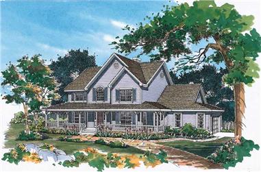 4-Bedroom, 2290 Sq Ft Country Home Plan - 137-1324 - Main Exterior