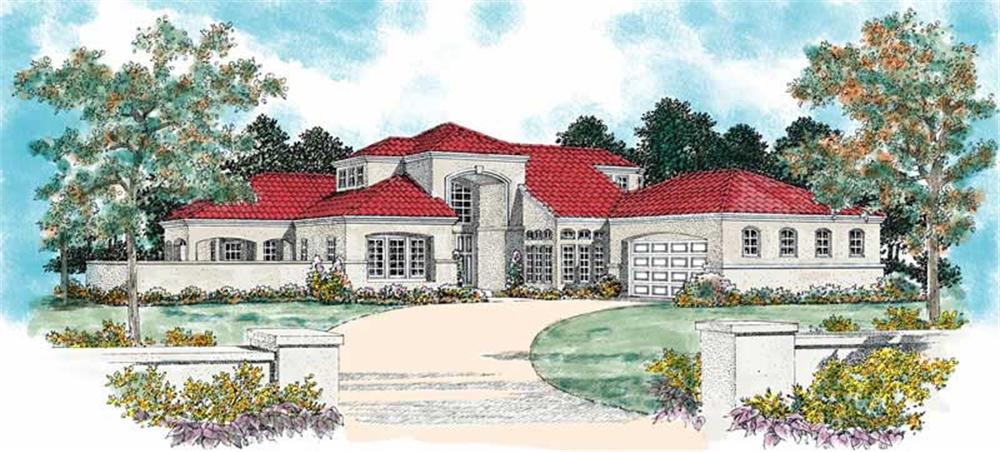 Front elevation of Mediterranean home (ThePlanCollection: House Plan #137-1340)